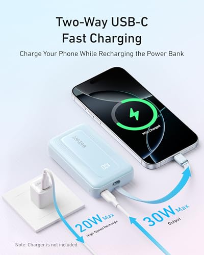 Anker Power Bank,10,000mAh 30W with USB-C Travel Essential Portable Charger - color: White, size: 10000 MAh