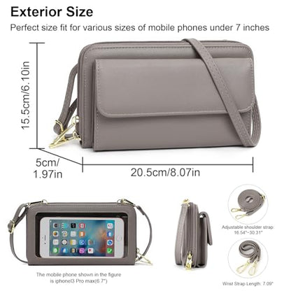 GOIACII Phone Purse Crossbody Bags for Women Small Travel Wallet Touch Screen RFID Blocking - color: C04 Grey