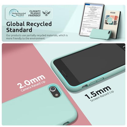 SURPHY Designed for iPhone SE Case, iPhone 8 Case, iPhone 7 Case, Liquid Silicone Phone Case for iPhone se 3rd 2nd SE 2022 SE 2020, Mint Green - color: Mint Green