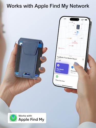 for MagSafe Wallet Works with Apple Find My, Strongest Magnetic Wallet - color: Dark Blue