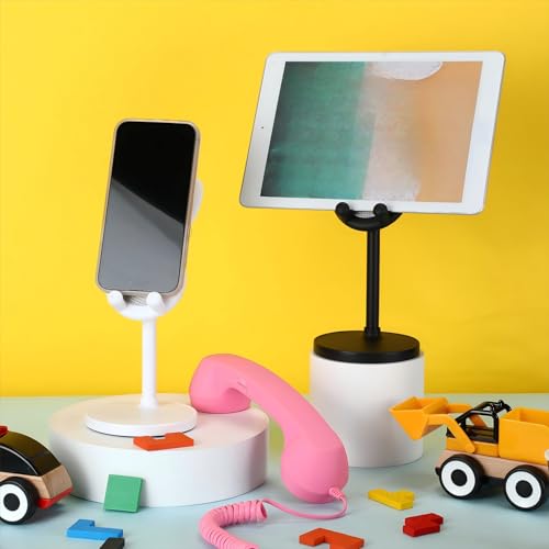 Kathfly 2 Pack Cute Phone Stand for Desk, Black and Milky White, Rabbit - color: Black and White, style: Rabbit