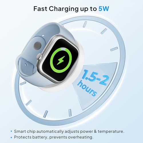 Elebase for Apple Watch 12 Charger Puck,Fast USBC iWatch Charging Dock - color: White