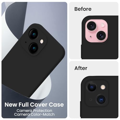 FireNova Designed for iPhone 15 Case, Silicone Upgraded [Camera Protection] Phone Case, Soft Anti-Scratch Microfiber Lining Inside, 6.1 inch, Black - color: Black, size: Iphone 15