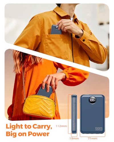 Portable Charger 10000mAh with 4 Built-in Cables 40% Smaller - color: Navy
