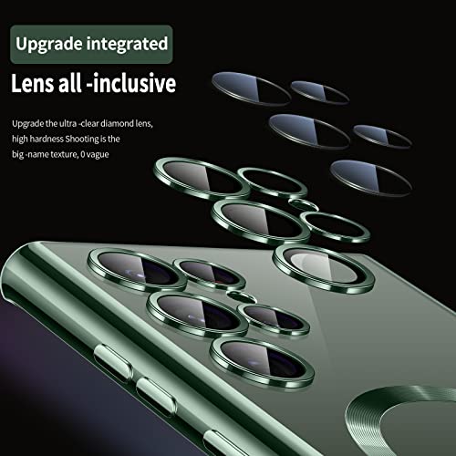 For Samsung Galaxy S23 Ultra Case（only）, Covers for s23u .Magnetic Metallic Glossy Slim Clear Luxury Soft Shockproof funda capa para for Galaxy S23 Ultra 6.8 inch.Compatible with MagSafe (Green) | only - color: Green