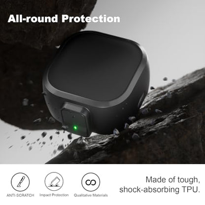 for Samsung Galaxy Buds 4 Pro/Buds 4 Case (2026) with Secure Safety Lock Clip,Shockproof Scratch-Resistant Hybrid PC+TPU Soft Shell Protective Cover Accessories with Carabiner&Cleaning Pen(Black) - color: Black Edge-Black