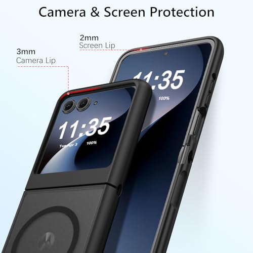 GUAGUA for Motorola Razr 2024 Case/Razr 2025 Case, Magnetic Cases Translucent Matte Back [Compatible with Magsafe] Slim Protective Shockproof Phone Case for Moto Razr 2024/2025 6.9'', Black - color: Black
