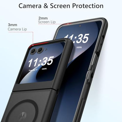 GUAGUA for Motorola Razr 2024 Case/Razr 2025 Case, Magnetic Cases Translucent Matte Back [Compatible with Magsafe] Slim Protective Shockproof Phone Case for Moto Razr 2024/2025 6.9'', Black - color: Black