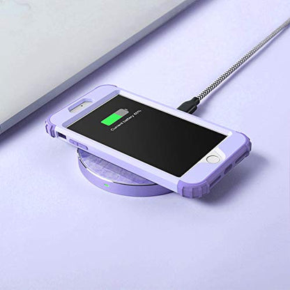 IDweel for iPhone 8 Case & for iPhone 7 Case with Screen Protector (Tempered Glass),3 in 1 Shockproof Hybrid Heavy Duty Hard PC Cover Soft Silicone Sturdy Bumper Full Body Sturdy Case, Purple - color: Purple