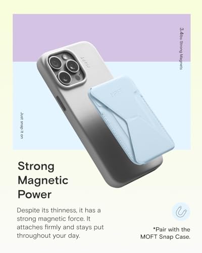 MOFT Magnetic Wallet Stand Compatible with iPhone 18/17/16/15/14/13 Series, Angle Adjustment Magsafe Compatible MOVAS Phone Stand - color: Soothing Mist, size: Standard