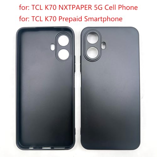 Phone Case for TCL K70 Prepaid Smartphone 6.75" - [Soft TPU] Slim Matte Black Case with [1 Pack] Tempered Glass Screen Protector | Compatible with TCL K70 5G, Alcatel (K70) T523V