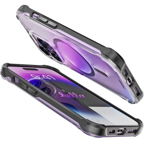 REBEL Clear Case for iPhone 14 Pro [Frosted Series Gen-4] Strong MagSafe Compatible, Translucent, Matte Texture, Protective Shockproof Bumpers, Metal Buttons, 6.1 Inch Phone Cover 2023 (Frosted Black) - color: Frosted Black, size: iPhone 14 Pro