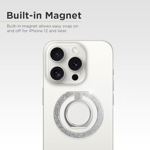 PureGear Magnetic Phone Ring Grip, for MagSafe Kickstand Holder - color: Silver Glitter