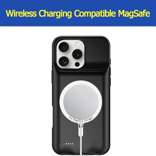 Battery Case for iPhone 16 Pro Max, Enhanced 12000mAh Portable Protective Wireless Charging Case Support Carplay Compatible with iPhone 16 Pro Max (6.9 inch) Rechargeable Battery Charger Cover(Black) - size: iPhone 16 Pro Max