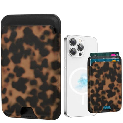 for MagSafe Wallet,Magnetic Card Holder for Phone Case Wallet - color: Tortoise Shell