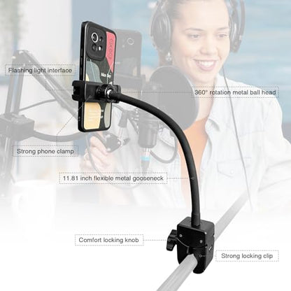 ROCKFREE Clip Phone Holder,360° Rotating Mount for Pole,11.81"Gooseneck Arm - style: 11.81" Gooseneck Arm Phone Holder