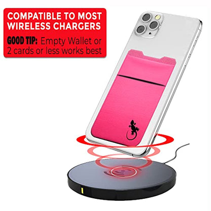 Gecko Travel Tech Double Pocket - Adhesive Card Holder - Cell Phone Pouch - Stick on Spandex Pocket - Carry Credit Cards and Cash (PINK BLACK) - color: PINK BLACK