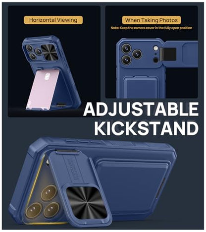 SSLOTSCASE for iPhone 17 Pro Case with Stand & Credit Card Holder, Blue - color: Blue, size: Iphone 17 Pro