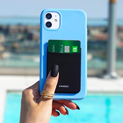 Vandel Stick-On Fabric Phone Wallet for Women, Cute Credit Card Holder | Stylish Credit Card Holder for Phone Case, Stick On Back of Phone Fabric Sleeve for iPhone Pocket - color: Midnight