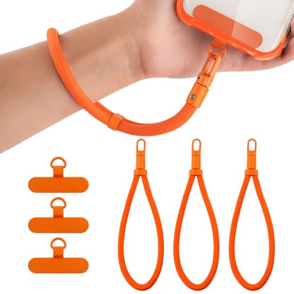 Universal Adjustable Phone Wrist Strap, Wristlet & Hand Cell Phone Lanyard With Metal Tether Tabs - color: Orange