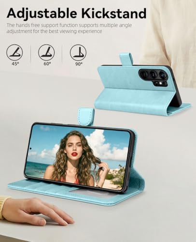 OCASE for Samsung Galaxy S26 Ultra Wallet Case, Card Holder, Ice Blue | RFID Blocking, Kickstand, Magnetic Closure, PU Leather Flip Folio, Shockproof TPU Shell, Protective Phone Cover (6.9") 2026 - color: Ice Blue, size: Samsung Galaxy S26 Ultra