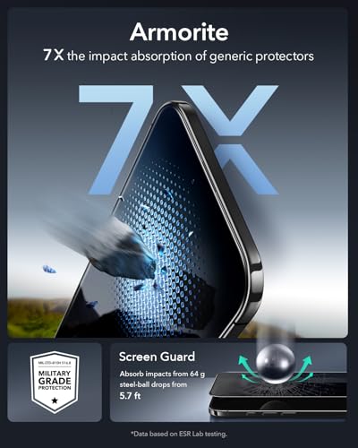 ESR 3 Pack for iPhone 17 Air Privacy Screen Protector, Armorite | 7X Impact Absorption, 9H+ Tempered Glass, Anti-Spy, Easy One-Pull Installation, UltraFit Tray, Full-Coverage Protection - size: iPhone Air 6.5 inch