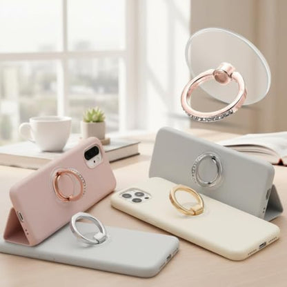 3 Pcs Finger Ring Set Stands Cellphone Ring Holder, Rhinestones Phone Holder 360° Rotation Ring Stand, Clear Cell Phone Kickstand for Most of Phones, Tablets