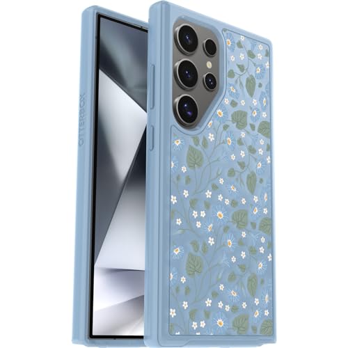 OtterBox Samsung Galaxy S24 Ultra Symmetry Series Clear Case - Dawn Floral (Blue), Ultra-Sleek, Wireless Charging Compatible, Raised Edges Protect Camera & Screen - color: Blue, style: Samsung Galaxy S24 Ultra