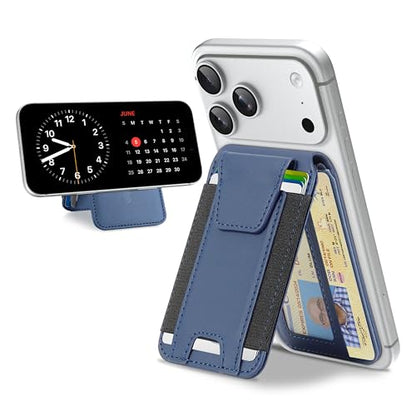 TopMade for MagSafe Wallet with Stand, 9 Cards Holder, Privacy Flap Cover - color: Dark Blue
