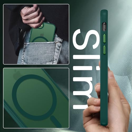 DUEDUE for iPhone 8 Plus Case, iPhone 7 Plus Case Magnetic[Compatible with Magsafe], Translucent Matte Back Protective Cover Anti-Scratch Shockproof Phone Case for iPhone 8 Plus/7 Plus, Green - color: Green