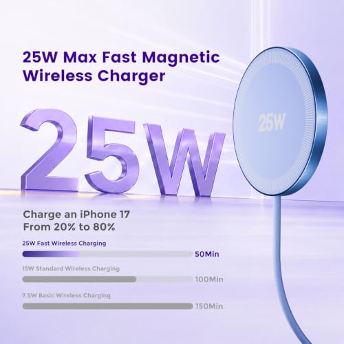MagSafe 25W Wireless Charger for Apple Magnetic Fast Charging Pad - color: Dark Violet