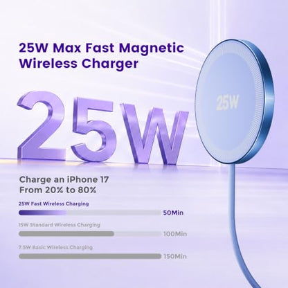 MagSafe 25W Wireless Charger for Apple Magnetic Fast Charging Pad - color: Dark Violet