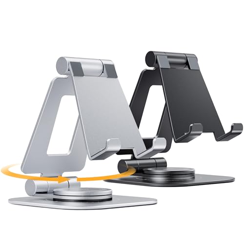 Nulaxy 2-Pack 360° Rotating Dual Adjustable Phone Stand, Charging-Friendly - color: Black & Silver