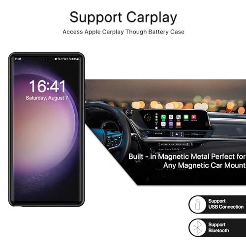 Battery Case for Galaxy S22 Ultra/S23 Ultra, 12000mAh High Capacity Rechargeable Portable Protective Extended Charger Compatible With 6.8inch S22 Ultra/S23 Ultra - Wireless-Black - size: Galaxy S22 Ultra/S23 Ultra