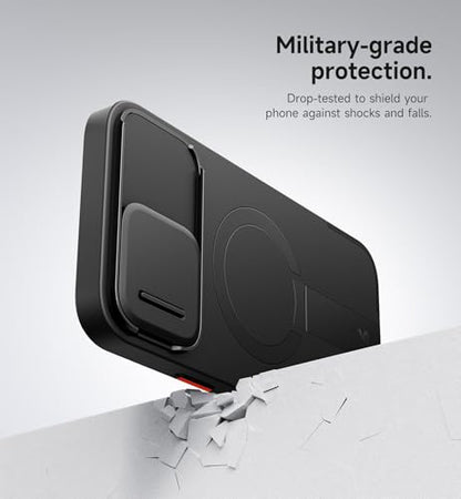 SURITCH for iPhone 13 Pro Max/12 Pro Max Case with Magnetic Camera Slide Cover and Adjustable Kickstand, Compatible with MagSafe, Shockproof Bumper Case Slim Protective Cover 6.7 Inch, Black - color: Black, size: IPhone 13 Pro Max/12 Pro Max-6.7"