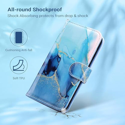 ULAK for iPhone SE 3(2022)/SE(2020)/8/7 Wallet Case Card Holder, Marble | Premium PU Leather Flip Case with Kickstand Card Slots,RFID Blocking,Wrist Strap, Durable Shockproof Cover 4.7 Inch - color: Marble Abstract