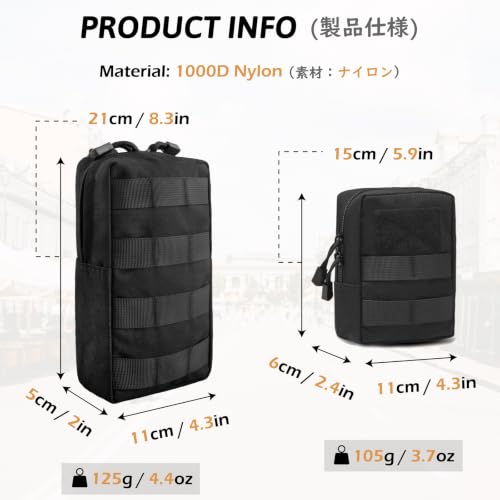 TRIWONDER Tactical Cigarette Pouch Molle Small Military Bag Battery Cigarette Case EDC Utility Card Holder Lighter Slot Mini Cigar Waist Pack - color: 11 Black