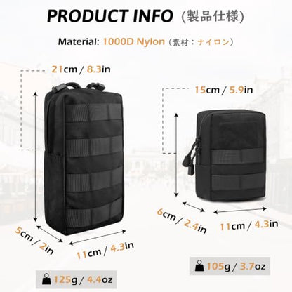 TRIWONDER Tactical Cigarette Pouch Molle Small Military Bag Battery Cigarette Case EDC Utility Card Holder Lighter Slot Mini Cigar Waist Pack - color: 11 Black