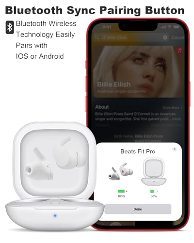 Charging Case Replacement for Fit Pro – Wireless Charger Case with Bluetooth Pairing Button, 700mAh Battery, Earbuds Not Included - color: Beats Fit Pro White