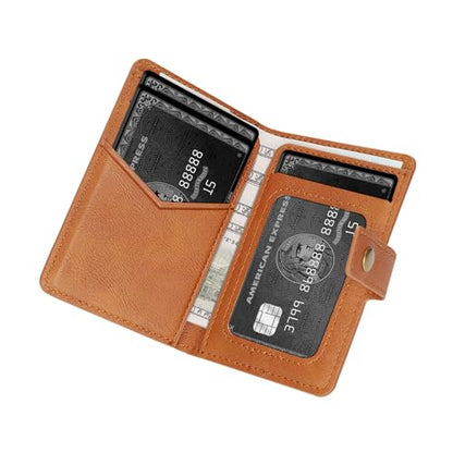 Ultra-Thin Magnetic Wallet and Card Holder (brown) | Compatible with All Magnetic Protective Case,Premium PU leather, stand function, 6 card slots; Fits iPhone17/16/15/14series - color: brown