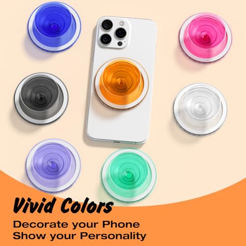 Svanove Magnetic Phone Grip Compatible with Magsafe, Mag Safe Translucent Clear Grip Collapsible Kickstand for iPhone Samsung Pixel, Cute Transparent Silicone Removable Phone Stand Holder, Orange - color: Orange, style: Magnetic