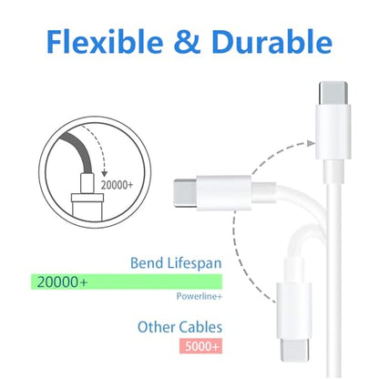 USB C to USB C Cable 4-Pack [1+3+6+10FT], 60W PD Fast Charging Cord for iPhone 17 16 15 Pro Max Plus, iPad Pro Air, MacBook, Samsung Galaxy S26 S25 S24, Switch