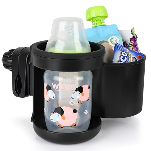 Accmor Stroller Cup Holder, Drinks Holder Bike Walker Wheelchair - color: Expandable Drinks Holder-Black