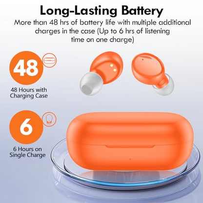 Lanteso True Wireless Earbuds Bluetooth 5.4, in Ear Headphones - color: Orange