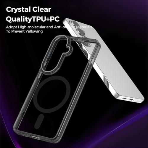 Lunivop for Samsung Galaxy s26 Case Hard [Compatible with Magsafe Wireless Charging] Yellowing Resistant Magnetic Cover Clear para S 26 6.3 '' 5G 2026 Rugged Best Phone Cases Black - color: Black, size: Compatible with Samsung Galaxy S26