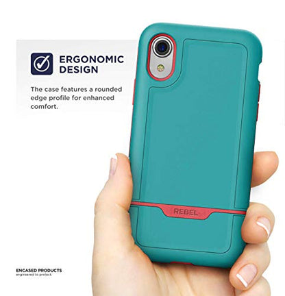 ENCASED Protective iPhone XR Case (Military Grade) Full Body Heavy Duty Protection (2018 Rebel Armor) (Ocean Teal Pink) - color: Teal