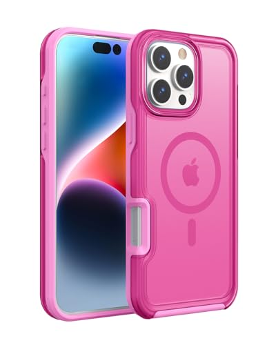ArtsEvo Strong Magnetic for iPhone 16 Pro Case, Compatible with MagSafe, 360° Military-Grade Protection, Slim Translucent Matte Phone Case, Fuchsia - color: Hot Pink, size: iPhone 16 Pro