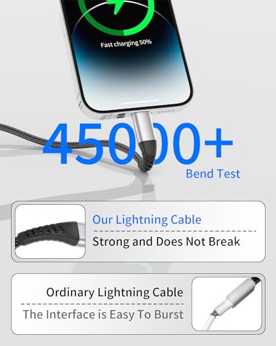 3FT Lightning Cable, 3 Pack iPhone Charger Cord Fast Charging for iPhone 14 - size: 3 Feet