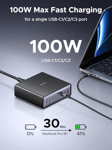 UGREEN Nexode 200W GaN USB C Charging Station, 8-Port Desktop Charger with PD 100W for MacBook Pro 16"/Air, Dell XPS, iPad Pro, iPhone 17/16/15, Galaxy S25/S24, Pixel 10/9 (Pack of 2) - size: 6 feet (Pack of 2)