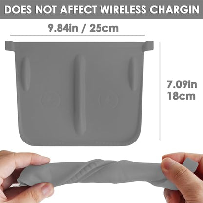 Center Console Wireless Charging Mat Compatible with Tesla Model Y 3 2024 2023 2022 2021Accessories Interior Pad Non-Slip Mat Upgrade Protection Trim Pads Dashboard Decoration Cover Gen 2 (Gray)